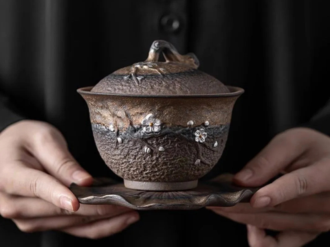Gaiwan Sakura branch, artistic ceramics, 200 ml