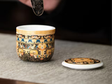 Tea cup with strainer and lid, ceramic, 100 ml