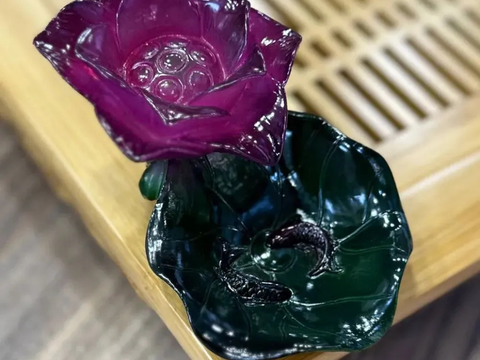 Lotus with Fish, tea pet, resin