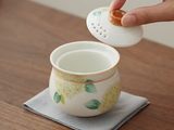 Tea cup with strainer and lid, ceramic, 110 ml