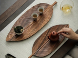 Leaf-shaped tray, wood, 30x12 cm