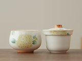 Tea cup with strainer and lid, ceramic, 110 ml