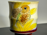 Tea bowl Bird and Flowers, Jingdezhen ceramics, 75 ml
