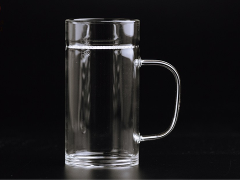 Cup with strainer, glass, plastic, 345 ml