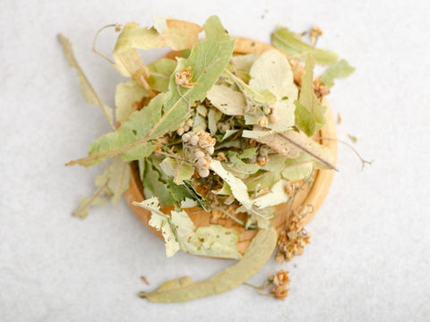 Linden flowers and leaves